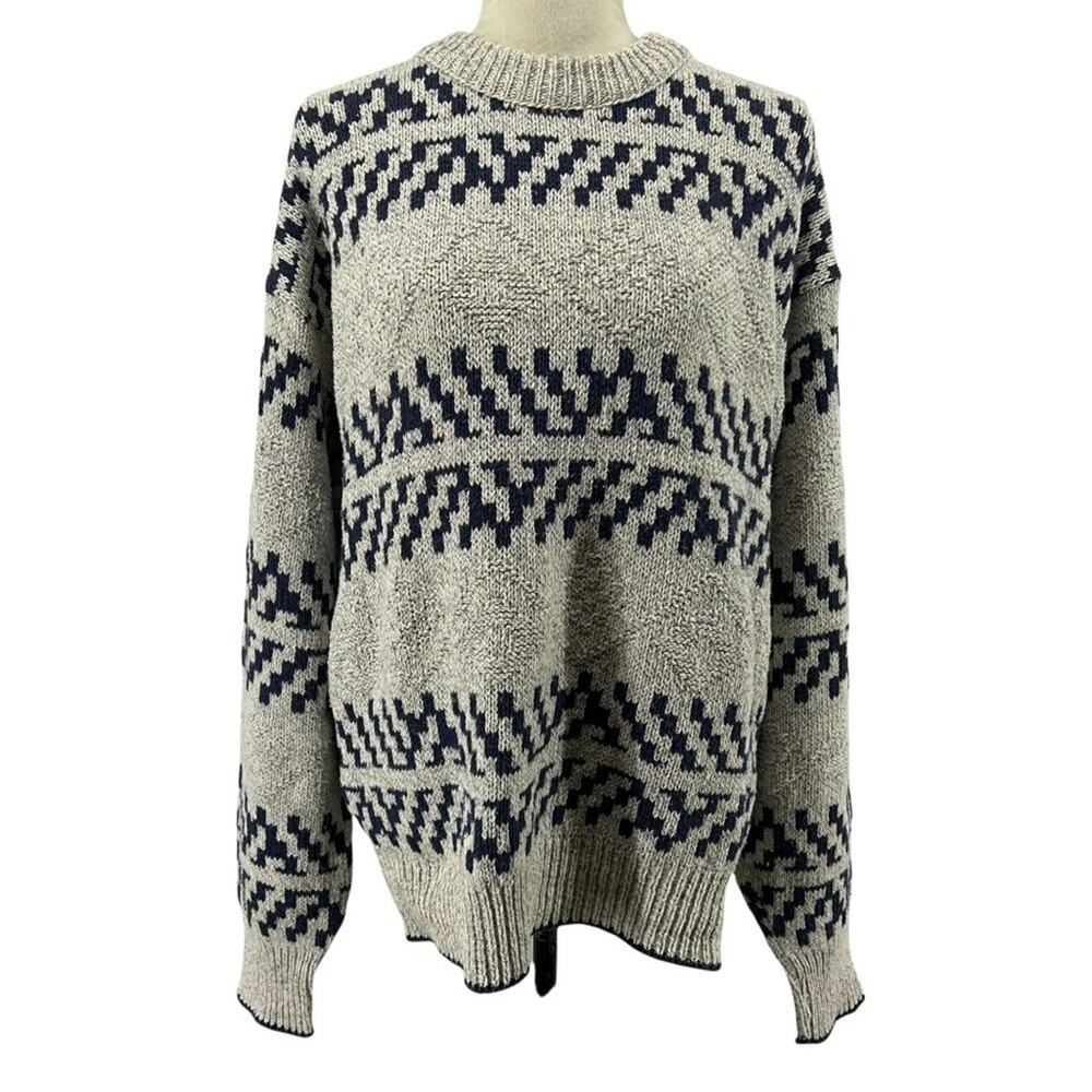 Vintage Susquehanna Trail Outfitters Mens Sweater Jumper Gray Blue Large